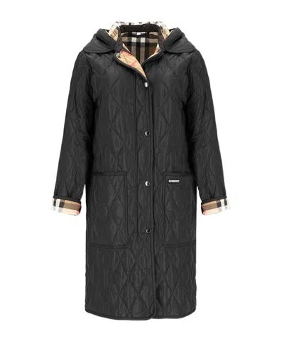 Burberry Hooded Coat In Black