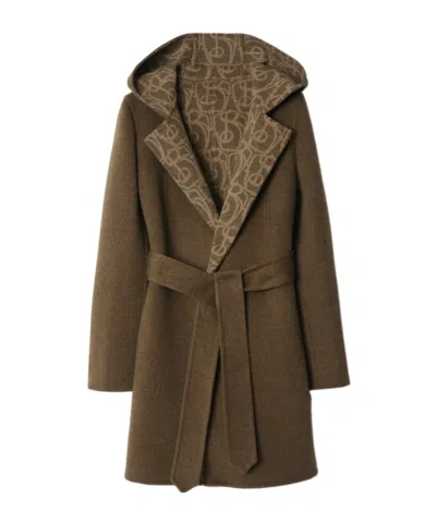 Burberry Hooded Coat In Brown