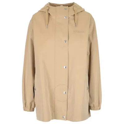 Burberry Hooded Cotton Gabardine Coat In Yellow