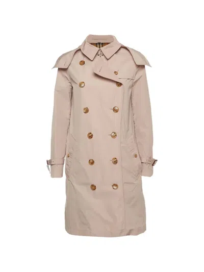 Pre-owned Burberry Hooded Double-breasted Trench Coat In Neutral