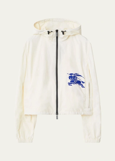 Burberry Hooded Ekd Embroidered Jacket In Rain
