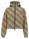 Burberry Hooded Check Pattern Jacket With Elasticated Cuffs