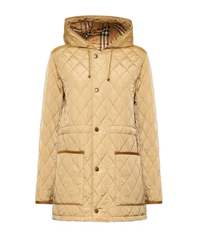 BURBERRY BURBERRY QUILTED HOODED DRAWSTRING COAT