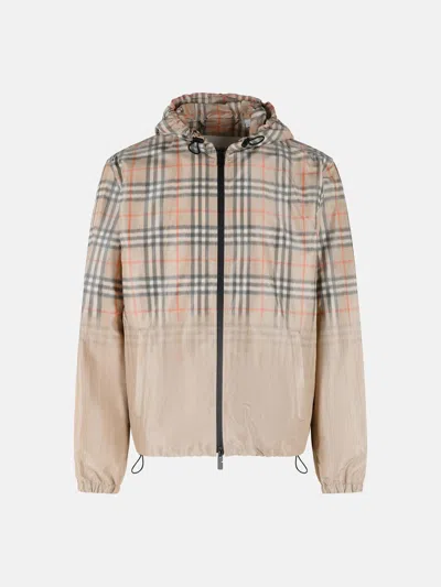 Burberry Hooded Jacket And 'check' Shaded Sand Beige In Pink