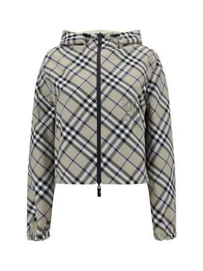Burberry Reversible Check Hooded Jacket In Lichen Ip Check