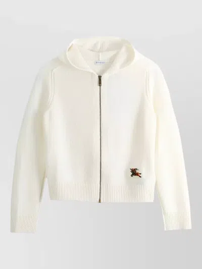 Burberry Hooded Jacket Top Ribbed Cuff Detail In Neutral
