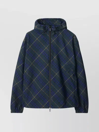 Burberry Hooded Jackets With Vintage Check Pattern In Midnight