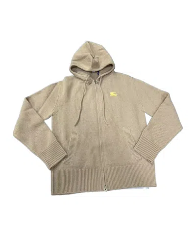 Burberry Hooded Knitted Cardigan In Brown