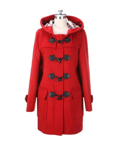 Burberry Hooded Long-sleeved Coat In Red