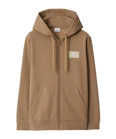Burberry Hooded Long-sleeved Sweater In Brown