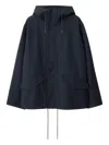 Burberry Long Sleeved Hooded Drawstring Jacket In Blue