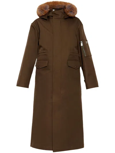 Burberry Hooded Parka Coat In Brown