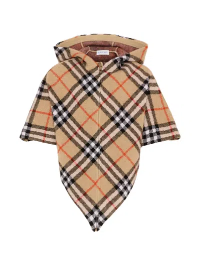 Burberry Kids' Hooded Poncho In Brown
