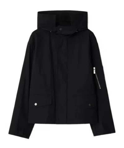 Burberry Hooded Press-stud Parka Coat In Black