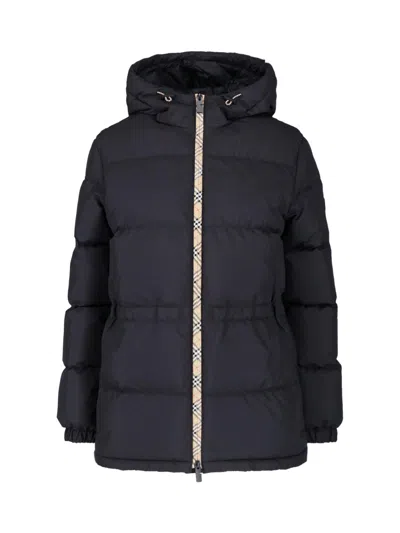 Burberry Hooded Puffer Jacket In Black