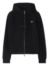 Burberry Womens Brand-embroidery Regular-fit Cotton-jersey Hoody Black In Black