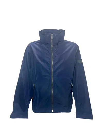 Pre-owned Burberry Hooded Taffeta Jacket In Blue