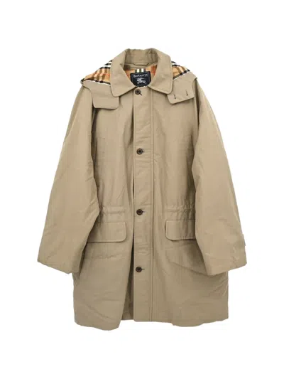 Pre-owned Burberry Hooded Trench Coat In Neutrals