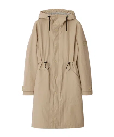 Burberry Hooded Waterproof Coat In Nude