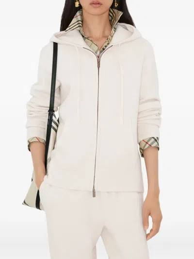 Burberry Hooded Zip-up Cardigan In Neutral