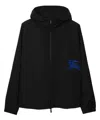 Burberry Raincoat With Elastic Cuffs And High Collar In Black
