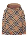 Burberry Check Pattern Zipped Hoodie In Brown
