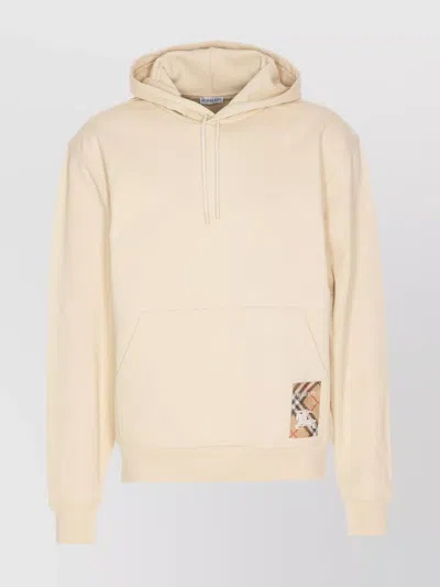 Burberry Hoodie With Drawstring Hood And Kangaroo Pocket In Beige