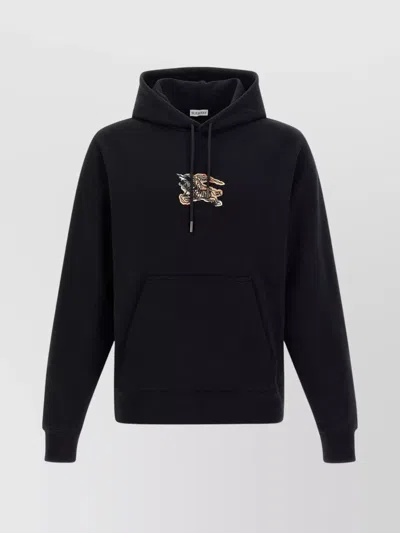 BURBERRY HOODIE WITH FRONT POCKET AND RIBBED CUFFS