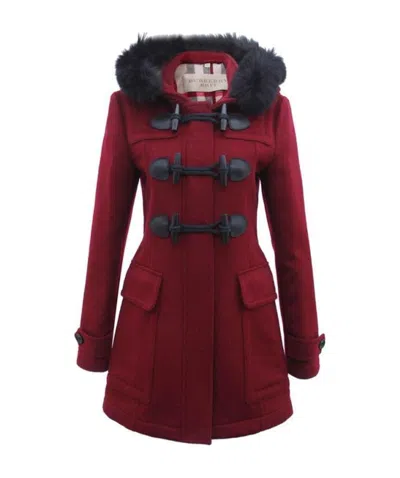 Burberry Horn Buckle Hooded Coat In Red