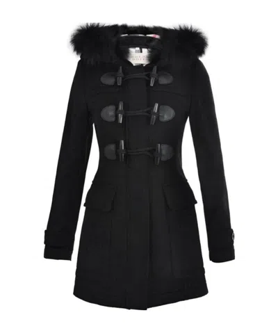 Burberry Horn Buckle Wool Coat In Black