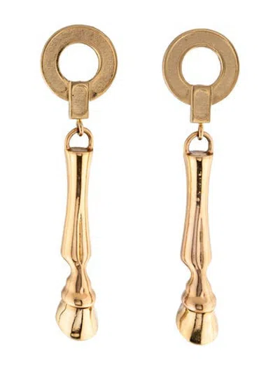 Pre-owned Burberry Horse Hoof Drop Clip-on Earrings In Multicolor