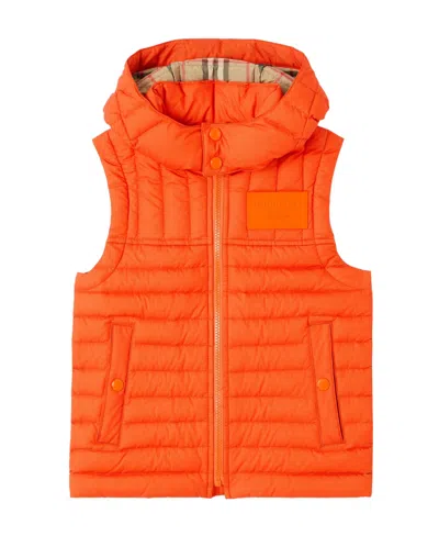 Burberry Horseferry Appliqué Padded Gilet In Orange