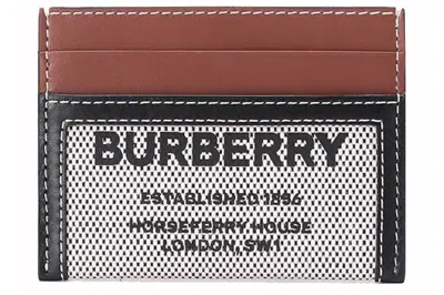 Pre-owned Burberry Horseferry Card Case Tan/black