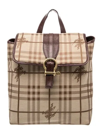 Pre-owned Burberry Horseferry Check Backpack In Neutral