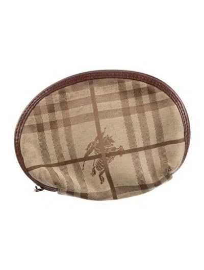 Pre-owned Burberry Horseferry Check Cosmetic Bag In Neutral