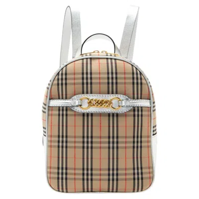 Pre-owned Burberry Horseferry Check Link 1983 Knight Backpack In Brown