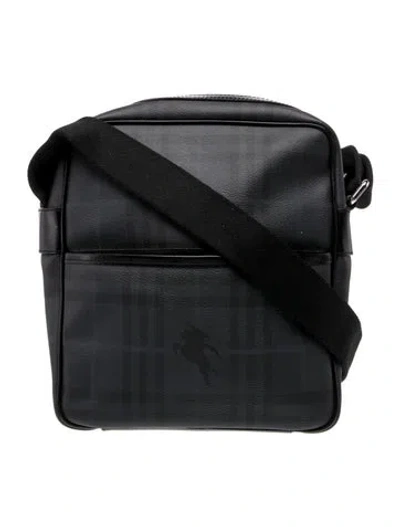 Pre-owned Burberry Horseferry Check Messenger Bag In Black