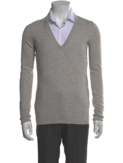 Pre-owned Burberry Horseferry Check Pattern Cashmere Cardigan In Gray