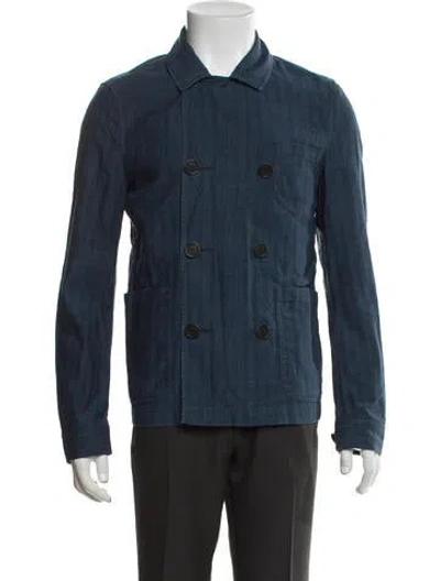 Pre-owned Burberry Horseferry Check Pattern Jacket In Blue