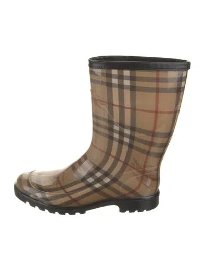 Pre-owned Burberry Horseferry Check Pattern Rubber Rain Boots