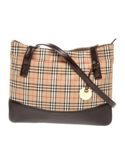 Pre-owned Burberry Horseferry Check Shoulder Bag In Neutrals
