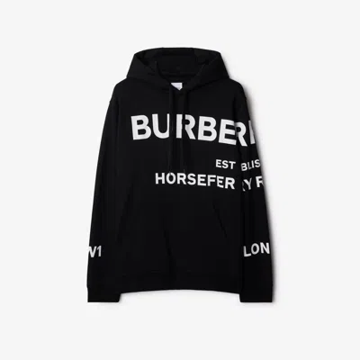 Burberry Horseferry Cotton Hoodie In Black