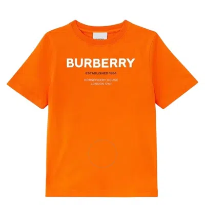 Burberry Horseferry Cotton Jersey T-shirt In Pink/orange