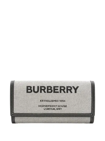 Pre-owned Burberry Horseferry Halton Wallet In Neutral