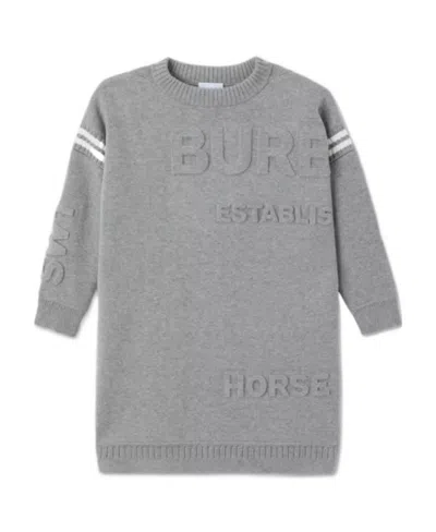 Burberry Horseferry Logo-embossed Knitted Jumper In Gray