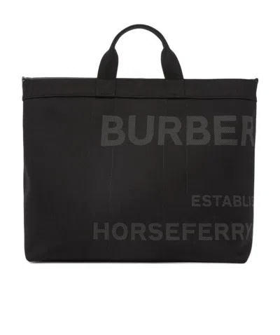 Burberry Horseferry Logo-print Tote In Black
