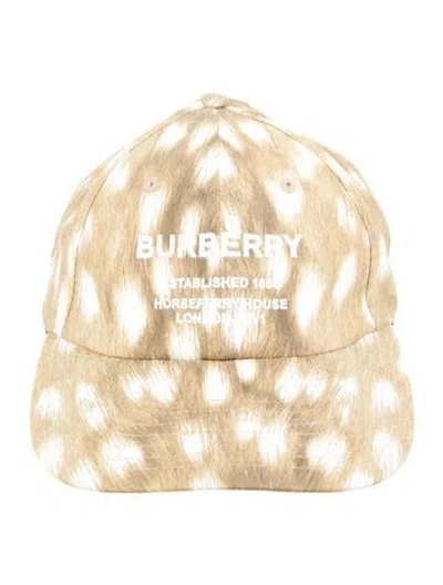 Pre-owned Burberry Horseferry Motif Deer-print Baseball Cap In Neutral
