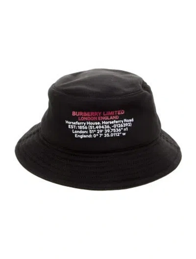 Pre-owned Burberry Horseferry Motif Jersey Bucket Hat In Black