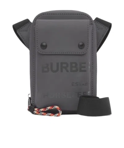 Burberry Horseferry Print Coated Canvas Crossbody Pouch In Gray