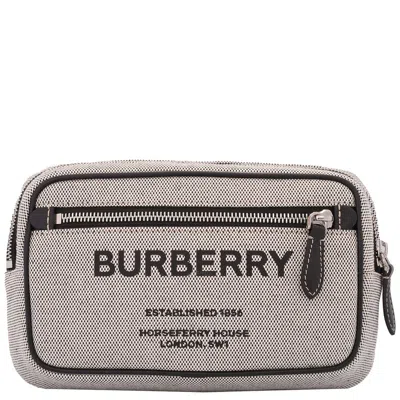 Burberry Horseferry Print Cotton Canvas Bum Bag In Black